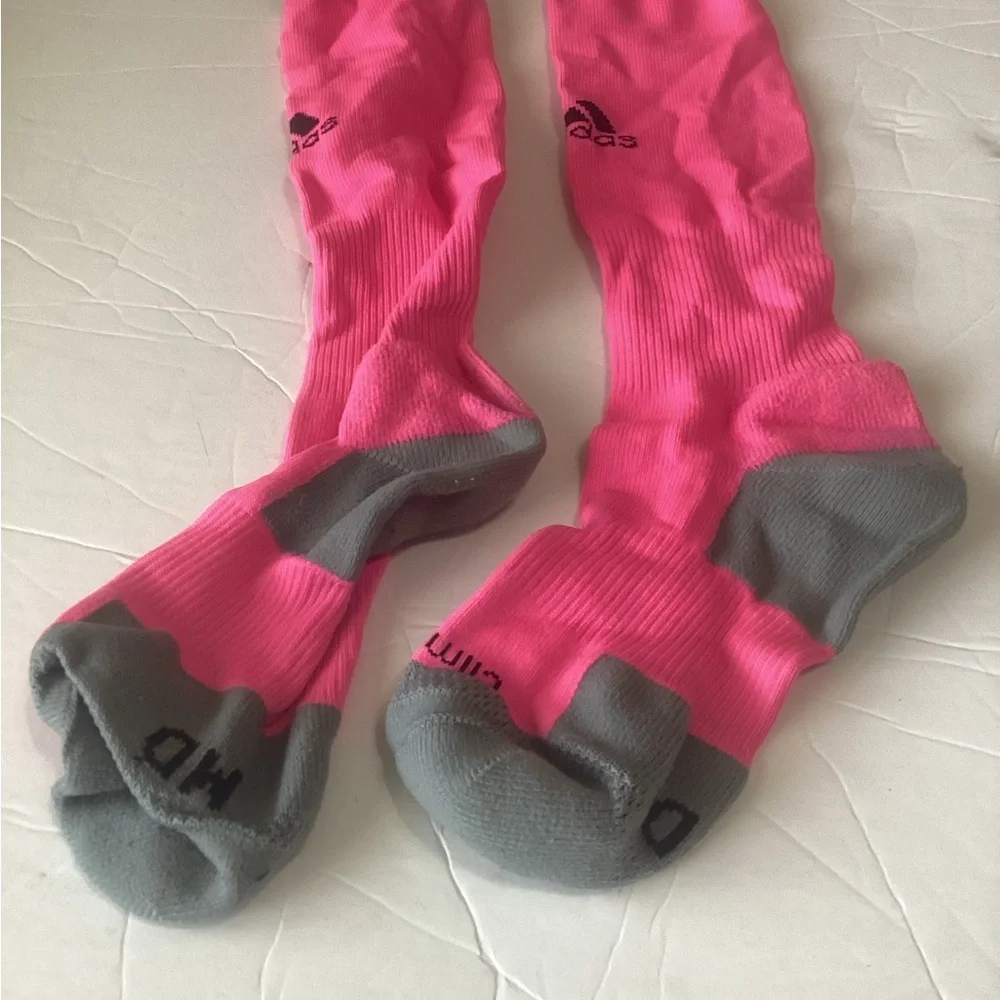 Adidas Vibrant Pink and Gray soccer  Socks woman’s size medium